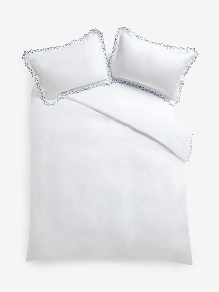 Nina Campbell Mid Blue Jester Scallop Spot 200 Thread Count Duvet Cover and Pillowcase Set - Image 5 of 5