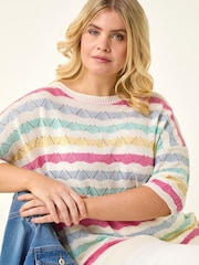 Roman Light Blue Curve Wave Stripe Jumper - Image 1 of 5