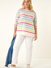 Roman Light Blue Curve Wave Stripe Jumper - Image 2 of 5