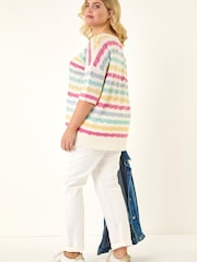 Roman Light Blue Curve Wave Stripe Jumper - Image 3 of 5