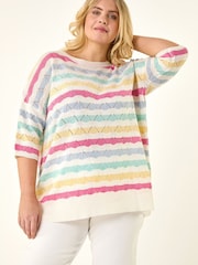 Roman Light Blue Curve Wave Stripe Jumper - Image 4 of 5