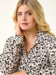 Roman Black Curve Floral Textured Shirt - Image 1 of 5