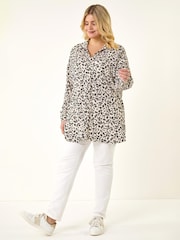 Roman Black Curve Floral Textured Shirt - Image 2 of 5
