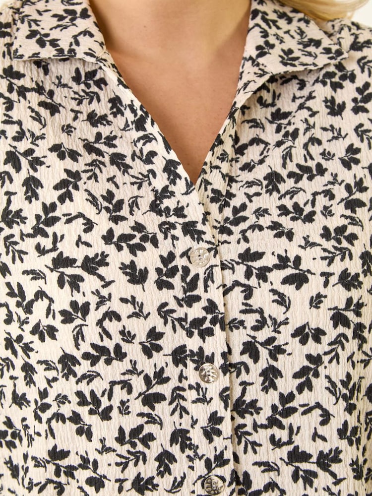 Roman Black Curve Floral Textured Shirt - Image 5 of 5