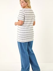 Roman White Curve Stripe Frill Lace Top - Image 3 of 5