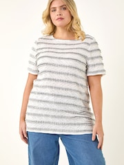 Roman White Curve Stripe Frill Lace Top - Image 4 of 5