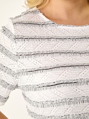 Roman White Curve Stripe Frill Lace Top - Image 5 of 5