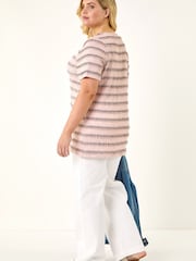 Roman Pink Curve Stripe Frill Lace Top - Image 3 of 5