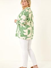 Roman Green Curve Textured Geometric Shirt - Image 3 of 5