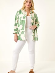Roman Green Curve Textured Geometric Shirt - Image 4 of 5