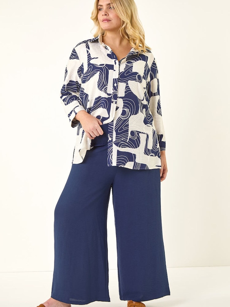 Roman Blue Curve Textured Geometric Shirt - Image 1 of 5