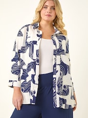 Roman Blue Curve Textured Geometric Shirt - Image 2 of 5