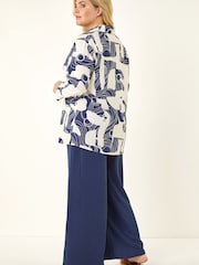 Roman Blue Curve Textured Geometric Shirt - Image 3 of 5