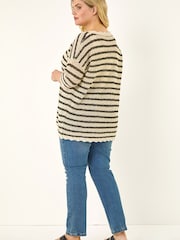 Roman Black Curve Scallop Hem Stripe Knit Jumper - Image 3 of 5