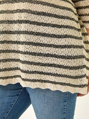 Roman Black Curve Scallop Hem Stripe Knit Jumper - Image 6 of 6