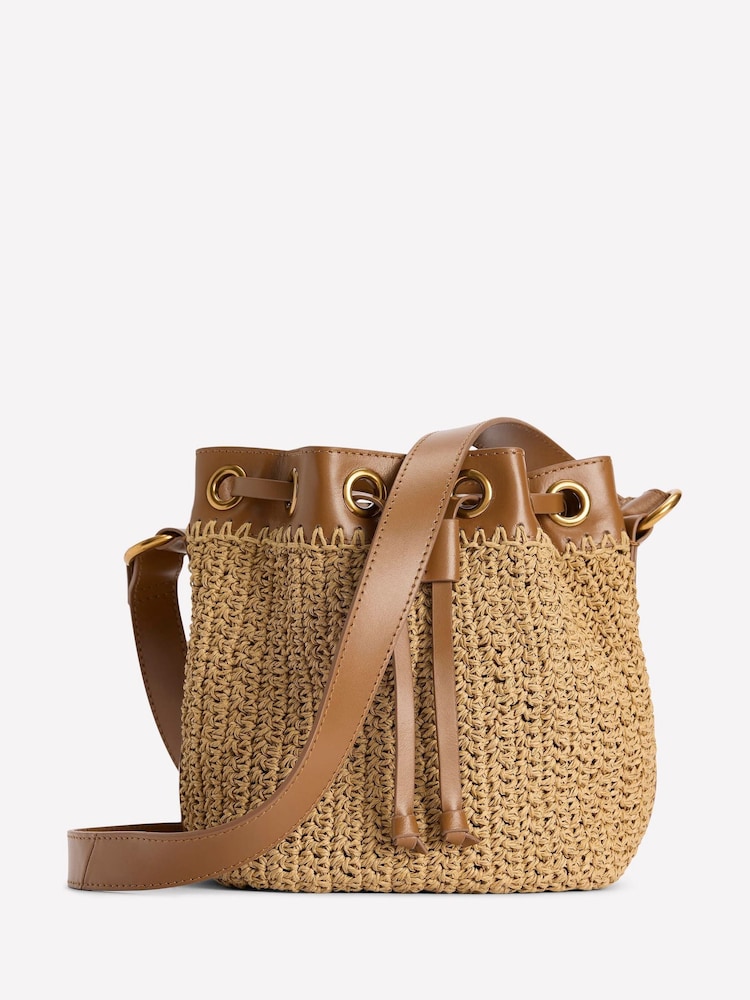Boden Cream Mini Straw Bucket Bag - Image 2 of 5
