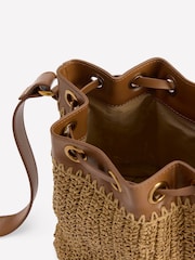 Boden Cream Mini Straw Bucket Bag - Image 4 of 5