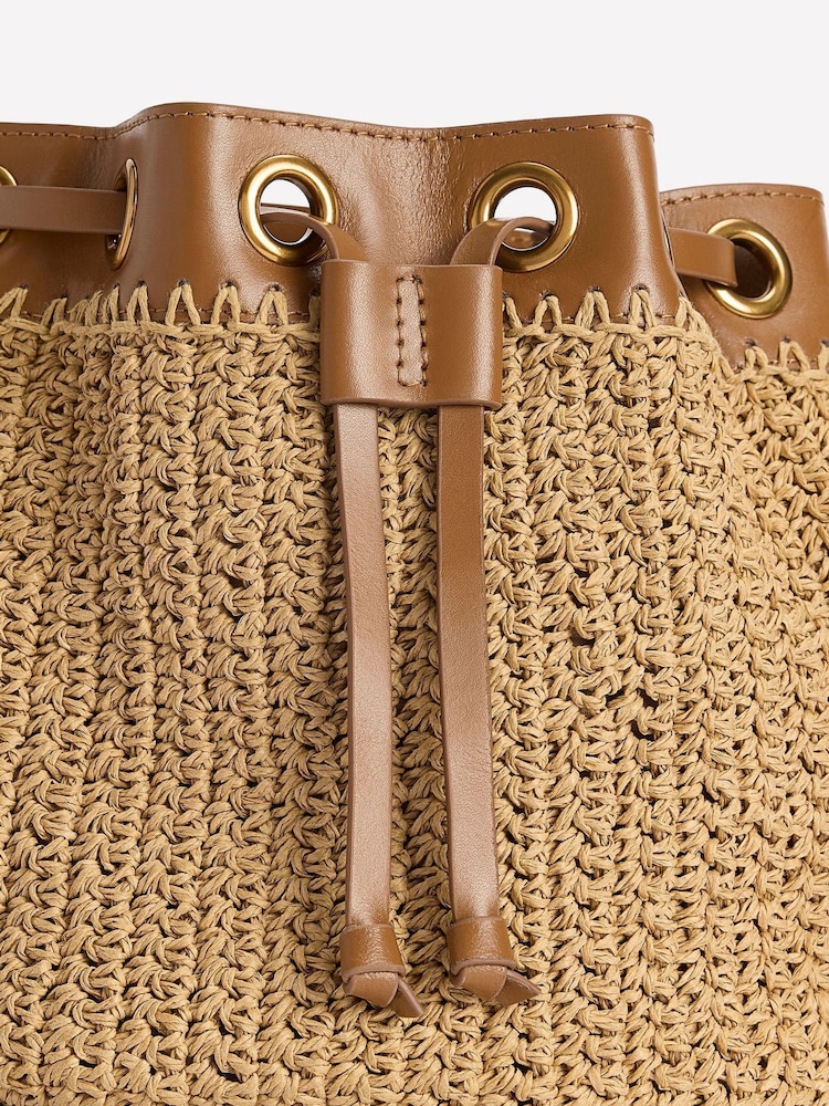 Boden Cream Mini Straw Bucket Bag - Image 5 of 5