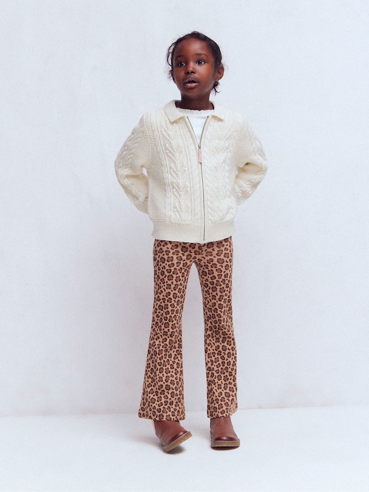 Boden Brown Ribbed Flared Leggings - Image 2 of 6 Boden Brown Ribbed Flared Leggings - Image 2 of 6