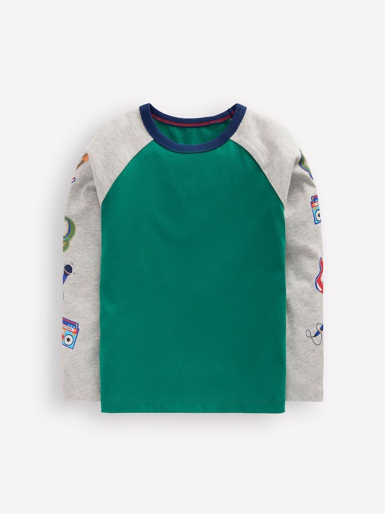 Boden Green Printed Sleeve Raglan T-Shirt - Image 1 of 3 Boden Green Printed Sleeve Raglan T-Shirt - Image 1 of 3