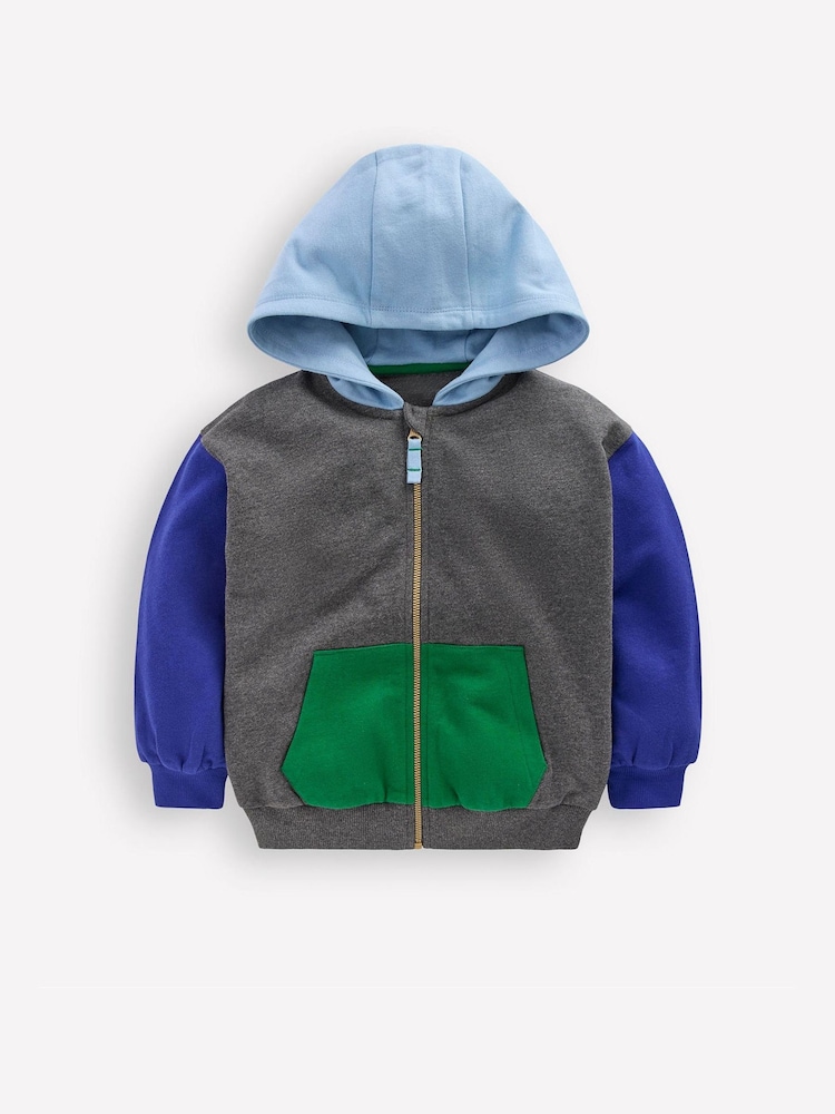 Boden Grey Colourblock Zip-through Hoodie - Image 1 of 3 Boden Grey Colourblock Zip-through Hoodie - Image 1 of 3