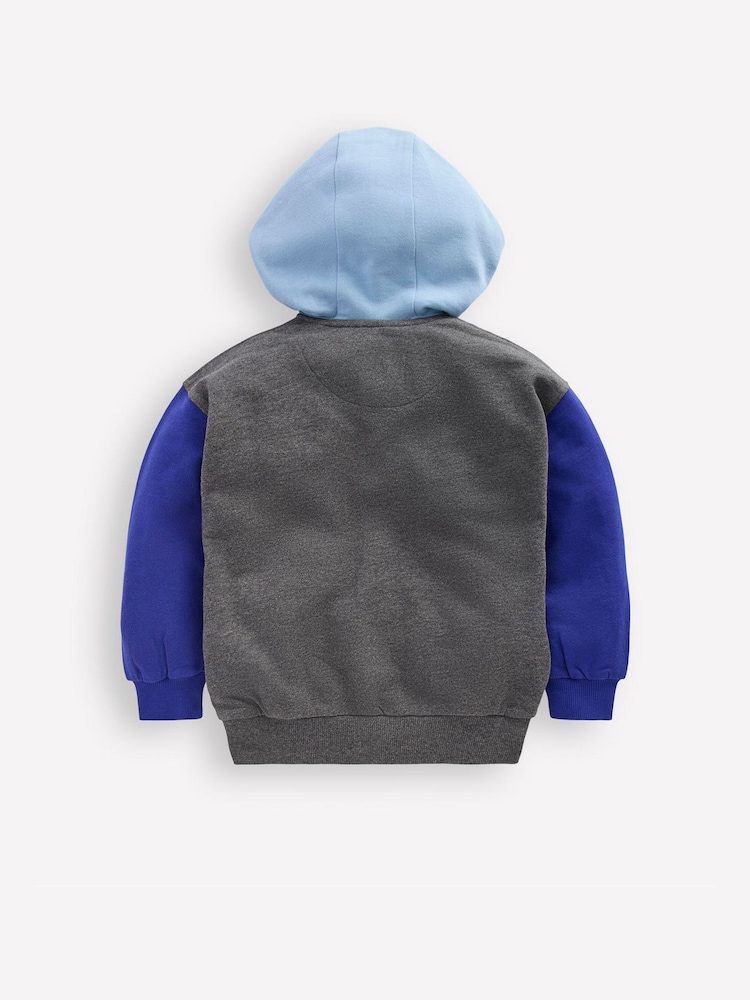 Boden Grey Colourblock Zip-through Hoodie - Image 2 of 3 Boden Grey Colourblock Zip-through Hoodie - Image 2 of 3