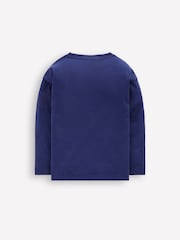 Boden Blue Long Sleeve Badge T-Shirt - Image 2 of 3