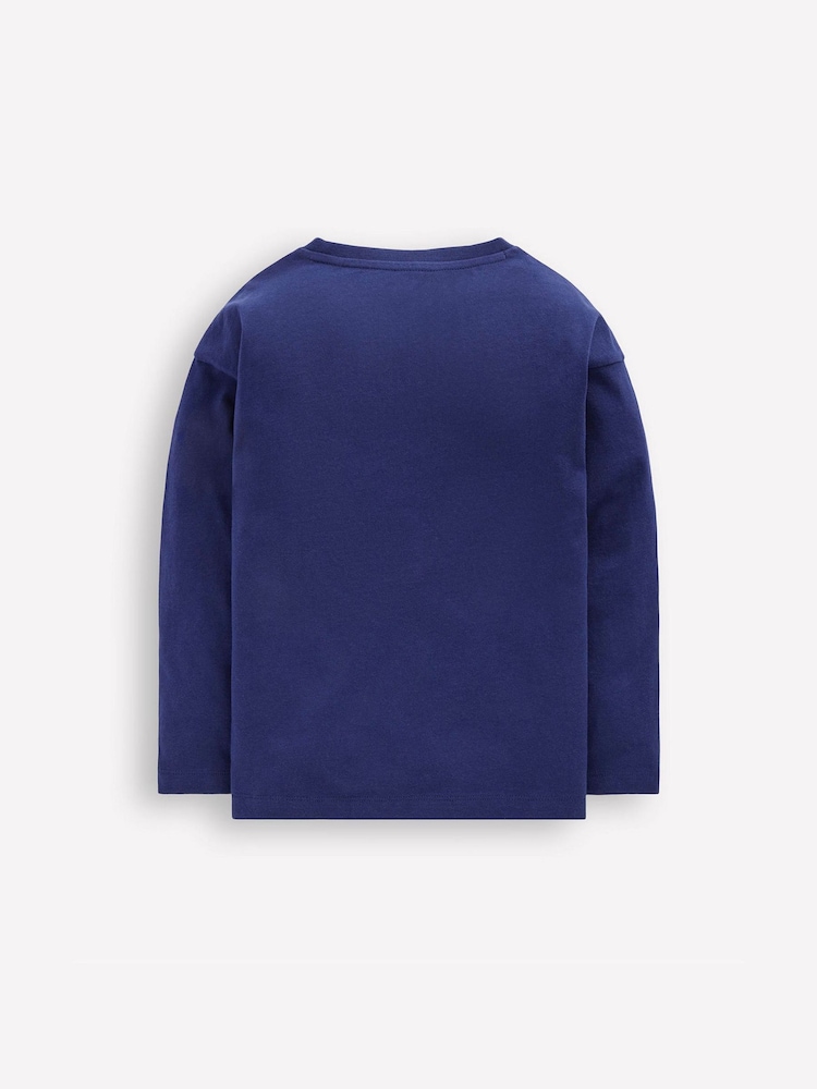 Boden Blue Long Sleeve Badge T-Shirt - Image 2 of 3