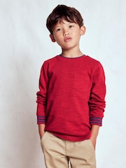 Boden Red Cosy Mid-weight T-Shirt - Image 3 of 6