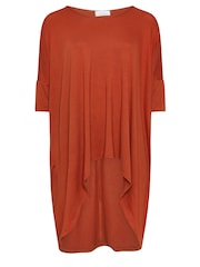 Yours Curve Brown Dipped Hem Longline Tunic - Image 5 of 5