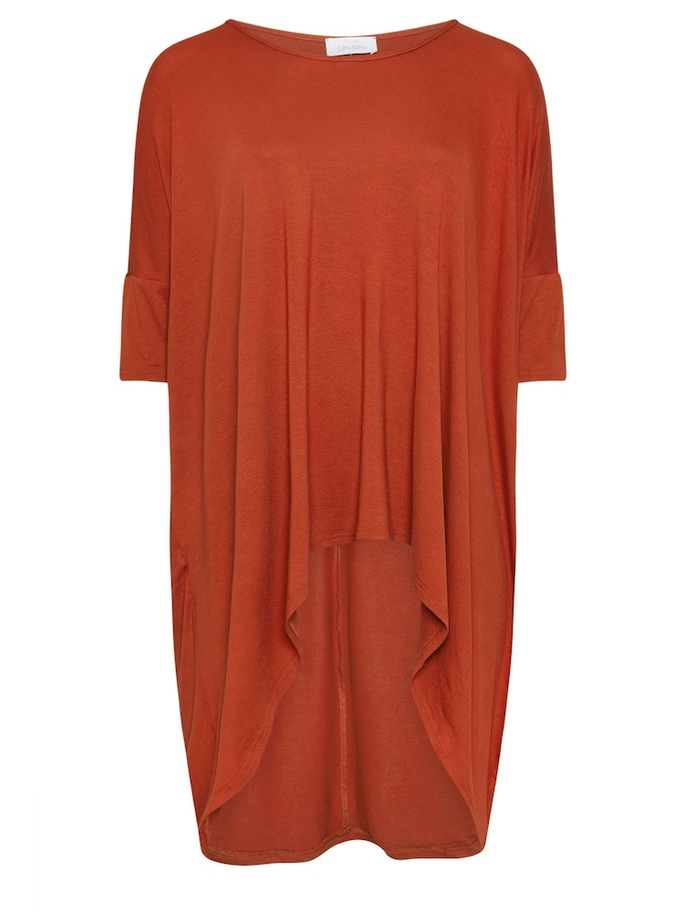 Yours Curve Brown Dipped Hem Longline Tunic - Image 5 of 5