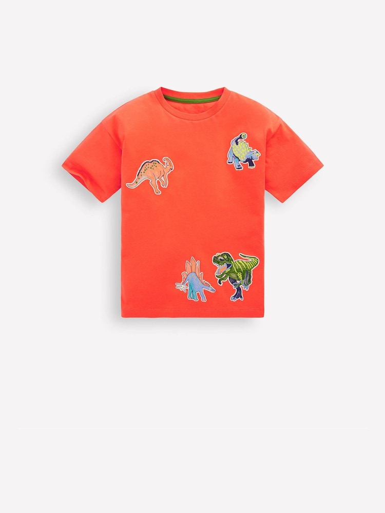 Boden Orange Short Sleeve Badge T-Shirt - Image 1 of 3