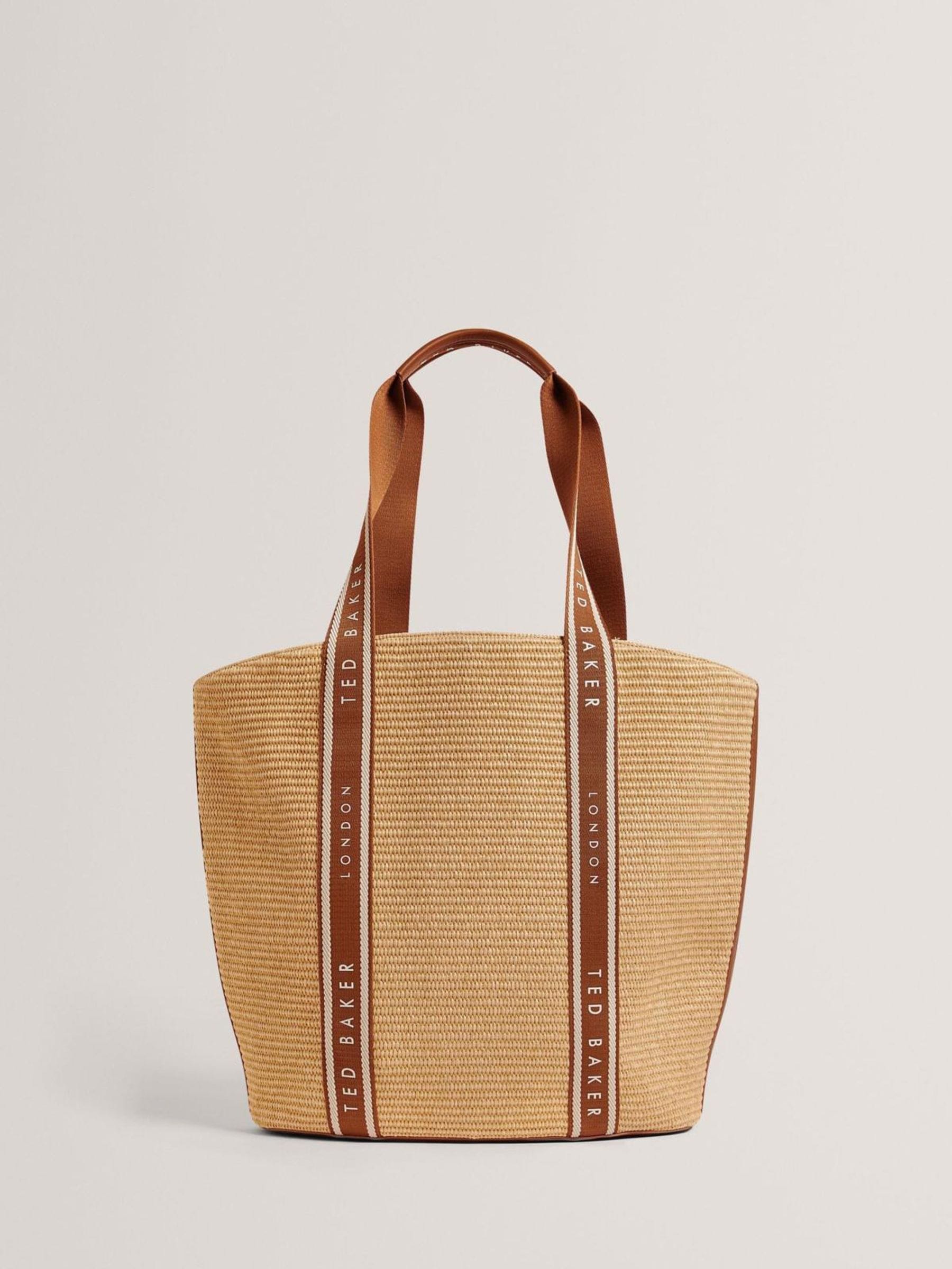 Buy Ted Baker Brown RAFIIA - Webbing Detail Raffia Large Tote Bag