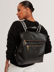 Ted Baker Black Luccea Webbing Leather Backpack - Image 1 of 1