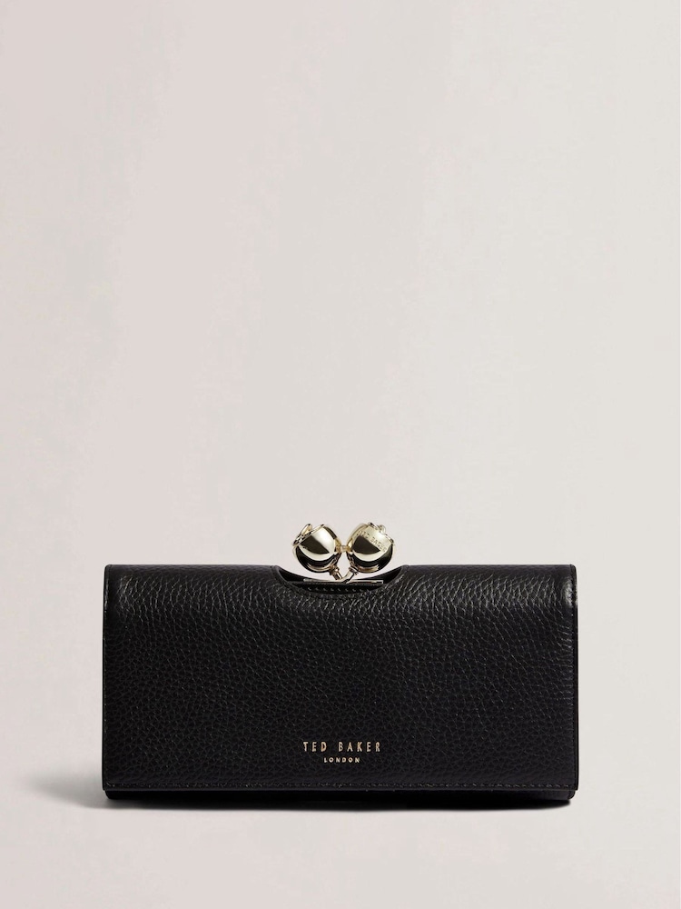 Ted Baker Black Roosali Rose Detail Leather Large Bobble Purse - Image 1 of 4