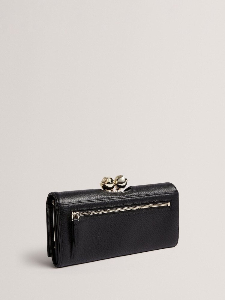 Ted Baker Black Roosali Rose Detail Leather Large Bobble Purse - Image 4 of 4