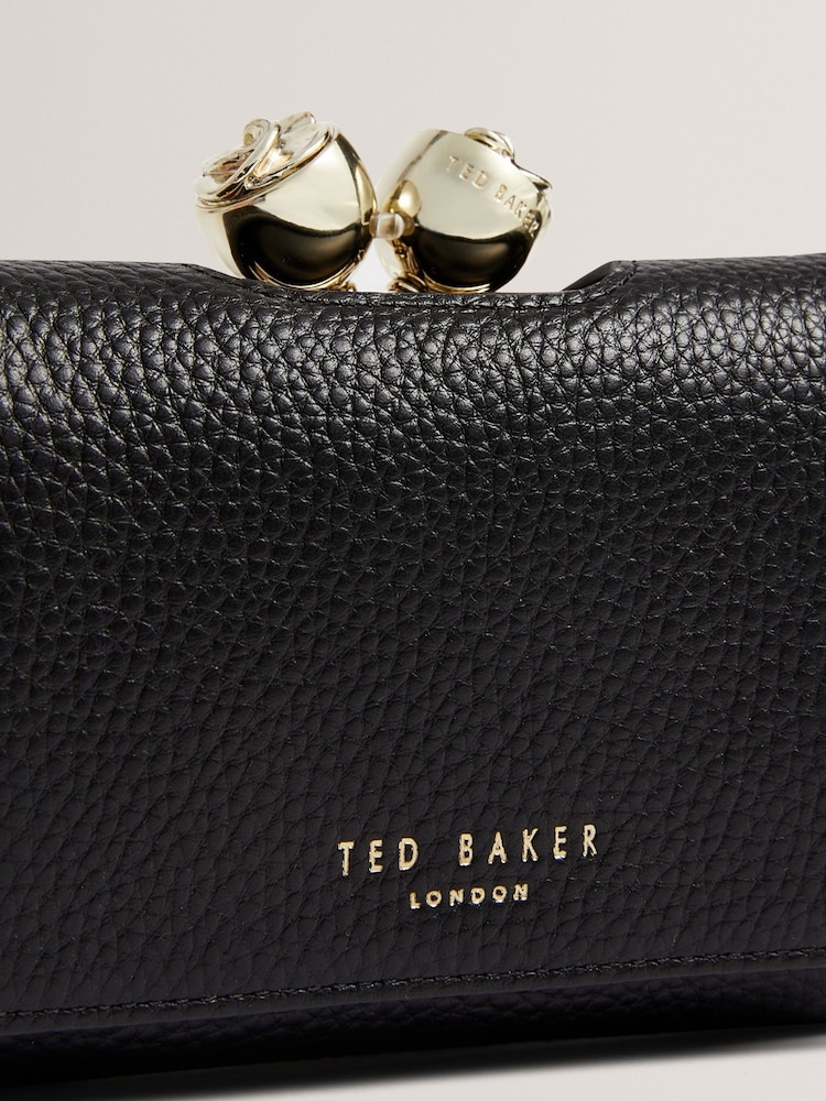 Ted Baker Black Roosa Rose Detail Leather Small Bobble Purse - Image 2 of 4