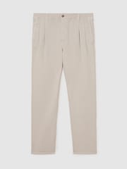 Reiss Stone Pablo Cotton-Linen Side-Adjuster Tapered Trousers - Image 2 of 6