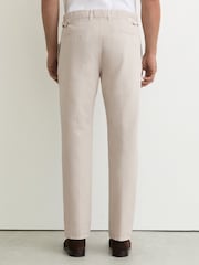 Reiss Stone Pablo Cotton-Linen Side-Adjuster Tapered Trousers - Image 5 of 6