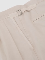 Reiss Stone Pablo Cotton-Linen Side-Adjuster Tapered Trousers - Image 6 of 6