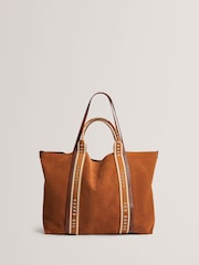 Ted Baker Brown Laurrel Suede Webbing Detail Large Shopper Bag - Image 2 of 5