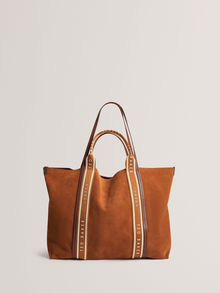 Ted Baker Brown Laurrel Suede Webbing Detail Large Shopper Bag - Image 2 of 5
