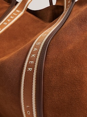 Ted Baker Brown Laurrel Suede Webbing Detail Large Shopper Bag - Image 3 of 5