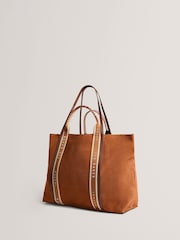 Ted Baker Brown Laurrel Suede Webbing Detail Large Shopper Bag - Image 4 of 5