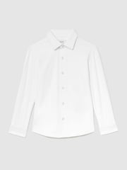 Reiss White Voyager 9-13 yrs Stretch Long-Sleeve Slim-Fit Travel Shirt - Image 2 of 3