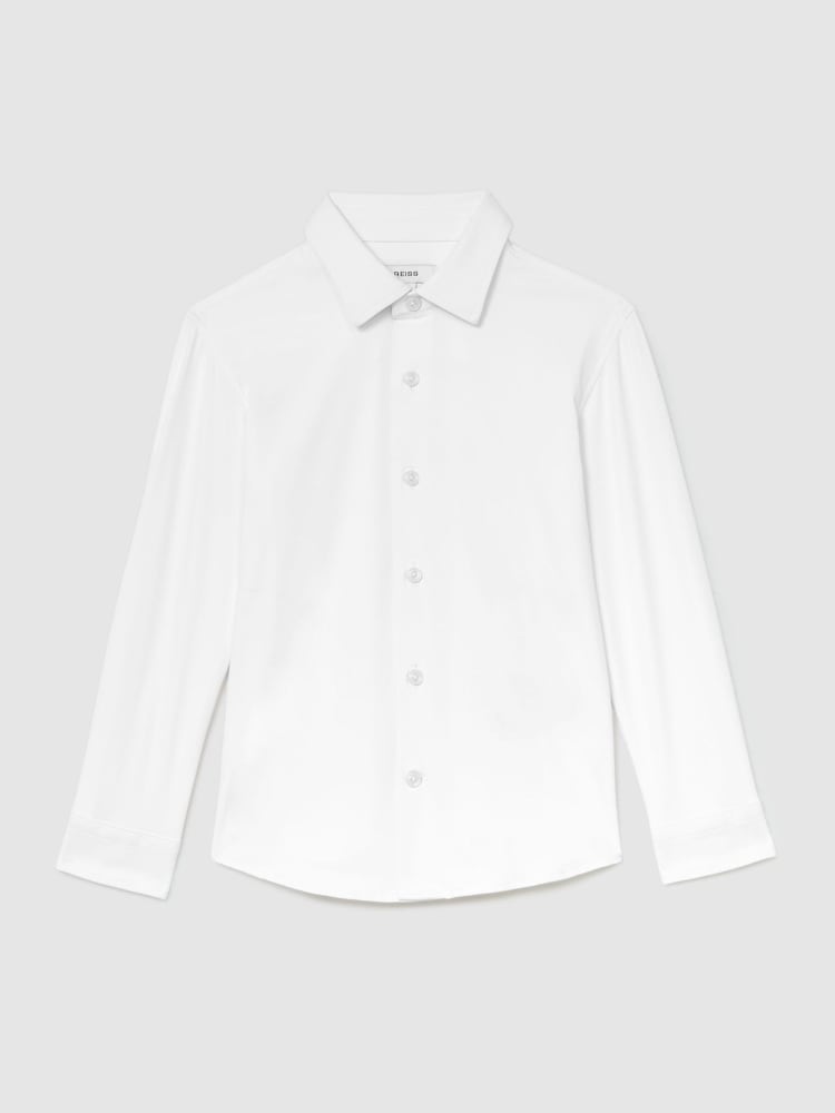Reiss White Voyager 9-13 yrs Stretch Long-Sleeve Slim-Fit Travel Shirt - Image 2 of 3 Reiss White Voyager 9-13 yrs Stretch Long-Sleeve Slim-Fit Travel Shirt - Image 2 of 3