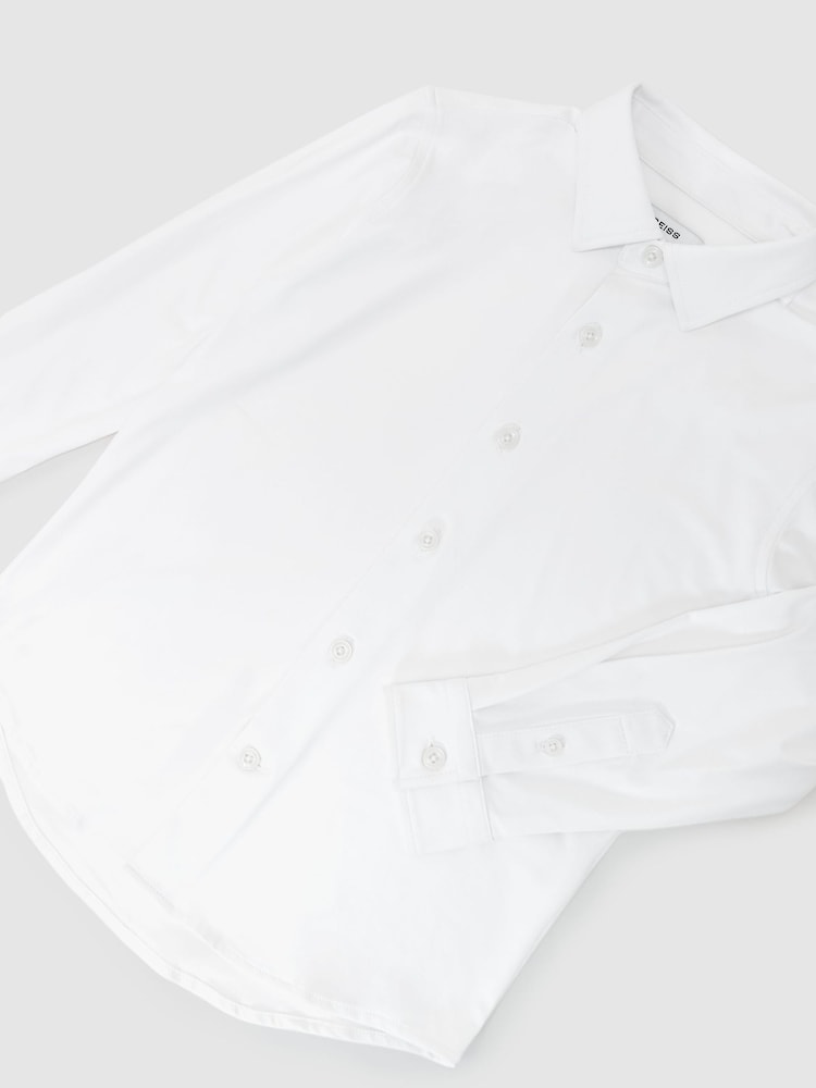 Reiss White Voyager 9-13 yrs Stretch Long-Sleeve Slim-Fit Travel Shirt - Image 3 of 3 Reiss White Voyager 9-13 yrs Stretch Long-Sleeve Slim-Fit Travel Shirt - Image 3 of 3