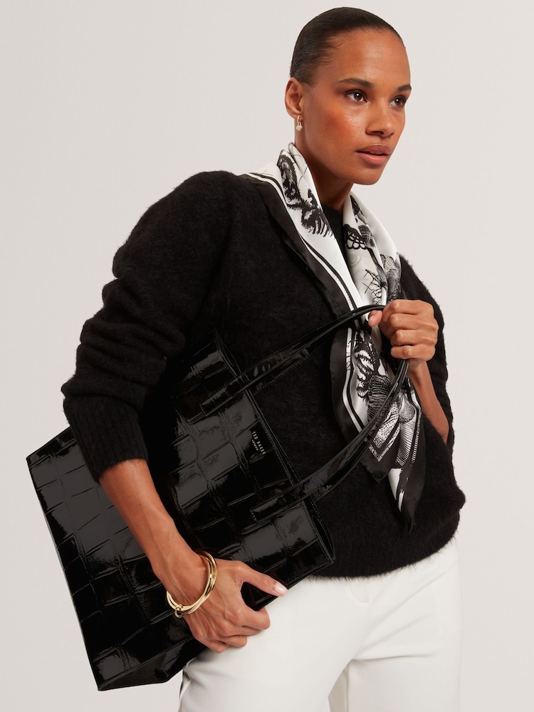Ted Baker Black Vannda Croc Effect Large Icon Bag - Image 5 of 5