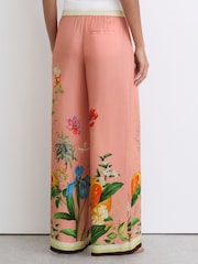 Reiss Pink Milos Tropical Scarf-Print Wide-Leg Trousers - Image 5 of 7