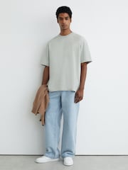 Reiss Sage Casa Cotton Logo Short-Sleeve Relaxed T-Shirt - Image 3 of 5